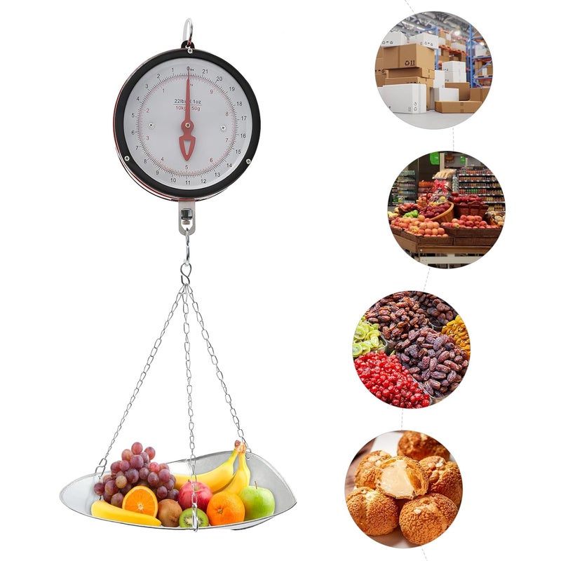 Pxolerig 22LBS Double-Sided Dial Mechanical Hanging Scale with Scoop/Chain for Farm,Strong Load-Bearing Capacity, Kitchen Food and Produce Weighing, Easy to Read Display - Image 3